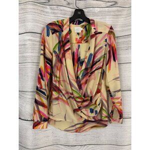 Anthropologie HD in Paris Watercolor Wrap Top Size 4